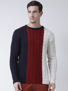 Club York Self Design Round Neck Casual Men Multicolor Sweater