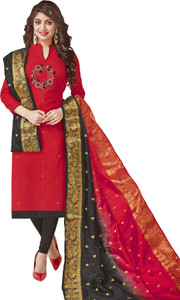 Kimisha Cotton Blend Embroidered, Embellished, Self Design Salwar Suit Material