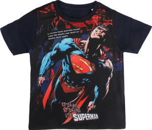 Superman Boys Typography, Printed Polycotton Regular T Shirt