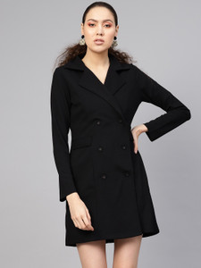 SASSAFRAS Women A-line Black Above Knee/Mid Thigh Length Dress