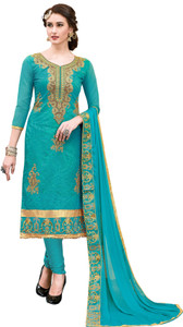 Blissta Chanderi Embroidered Salwar Suit Material