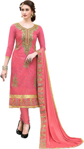 Kimisha Chanderi Solid, Embroidered Kurta & Churidar Material