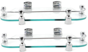 Sparkraze High Quality Small Piller Heavy Plastic Nano Brackets Set of two 12 By 9 inch Multipurpose Speaker/ Set Top Box Glass Wall Shelf Glass Wall Shelf