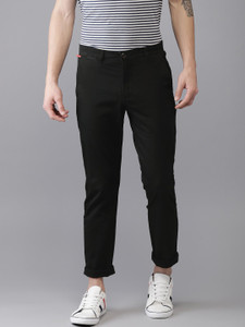 The Indian Garage Co. Slim Fit Men Black Trousers