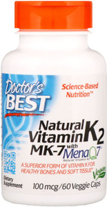 Doctor's Best Natural Vitamin K2 MK-7 with MenaQ7, 100 mcg, 60 Veggie Caps