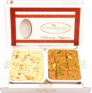 Ghasitaram Gifts Mithai-Besan Barfi and Soan Papdi Hamper Box