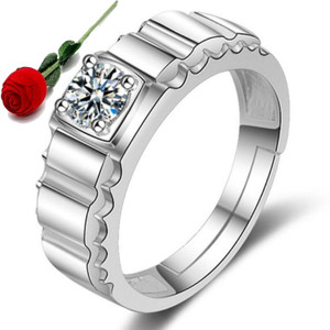 MYKI Limited Edition Sterling Silver Solitaire Adjustable Mens Rings DC- 130 Stainless Steel Cubic Zirconia Silver Plated Ring