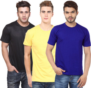 FUNKY GUYS Solid Men Round Neck Multicolor T-Shirt