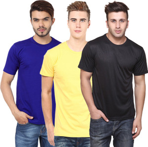 FUNKY GUYS Solid Men Round Neck Multicolor T-Shirt