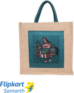 Indha Craft Kachi Ghori Dance Embroidery Jute Tiffin & Lunch Bag