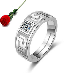 MYKI Limited Edition Sterling Silver Solitaire Adjustable Mens Rings DC- 114 Stainless Steel Cubic Zirconia Silver Plated Ring