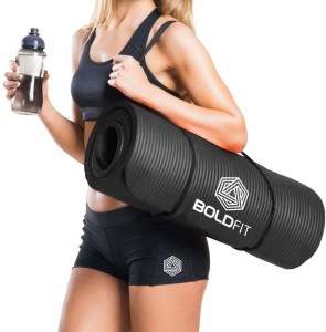 BOLDFIT NBR For Women & Men-10mm Thick Non Slip Exercise mat For Home-Gym Workout Black 10 mm Yoga Mat