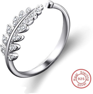 MYKI Princess QueLeaves Adjustable Silver Plated Ring For Women with Rose box packing Stainless Steel Cubic Zirconia Silver Plated Ring