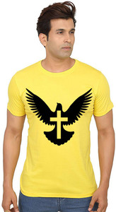 Aseria Printed Men Round Neck Yellow T-Shirt