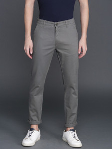 WROGN Slim Fit Men Grey Trousers