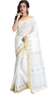 RAJ SAREE HOUSE Blocked Printed Tant Cotton Blend Saree
