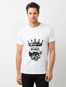hamsa print world Printed Couple Round Neck White T-Shirt