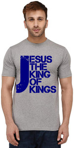 Aseria Printed Men Round Neck Grey T-Shirt