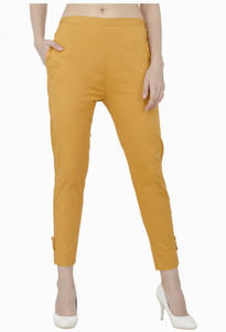 AAKRITHI Regular Fit Women Gold Trousers