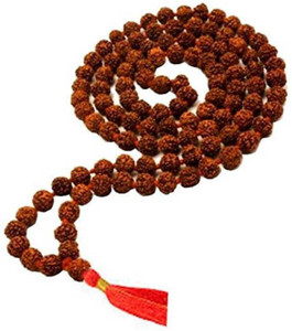 Goodkin India 5 Mukhi Rudraksha Japa Mala Rosary (108 Beads, 5 mm) Wood Necklace Chain Wood Chain