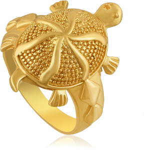 Zumrut Zumrut Gold Plated Brass Six Lucky Line Tortoise Design Vastu Feng Shui Kachua Good Luck Charm Fashion Finger Ring Only Small for Girls/Women Brass Gold Plated Ring