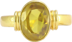 SR Swasti Retail 7.25 Ratti Natural Certified Full Transparant Beautiful Cultured Pukhraj Ring for Men and Women Brass Sapphire Rhodium Plated Ring