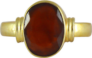 TODANI JEMS 7.25 Ratti Natural Hessonite Garnet/Gomed Adjustable Ashtadhatu Ring for Men Women Brass Garnet Rhodium Plated Ring
