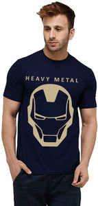 Aseria Printed Men Round Neck Dark Blue T-Shirt