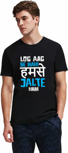 RS Print Printed Men Round Neck Black T-Shirt