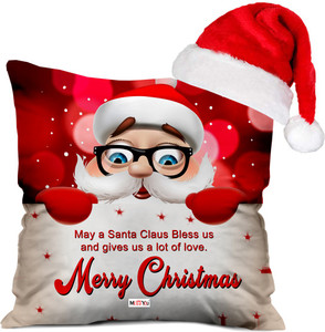 Midiron Merry Christmas Quoted Printed Cushion and Santa Cap IZ19STChristmasSantaCap2CU16-54 Ceramic, Cotton Gift Box