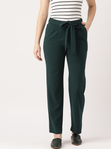 Dressberry Regular Fit Women Dark Green Trousers