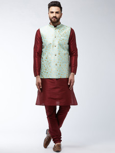 SOJANYA Men Kurta Churidar Ethnic Jacket Set