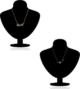Om Jewells Combo of 2 Love Heart Beat and Gold Platted Queen Pendant Rhodium, Gold-plated Alloy Pendant Set