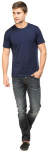 RSO Outfits Self Design, Solid Men Round Neck Blue T-Shirt