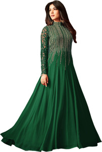 W ETHNIC Georgette Embroidered Gown/Anarkali Kurta & Bottom Material