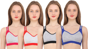 Wonkey by ( Pack of 4 ) Women Sports Non Padded Bra