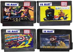 VK MART 8 Bit Tv Video Game Cassetts Like golden axe-batman-captain america-pachu mario Games Includes Gaming Accessory Kit