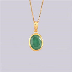 Gems Yellow Gold Plated Colombian Emerald Pendant - Image 2