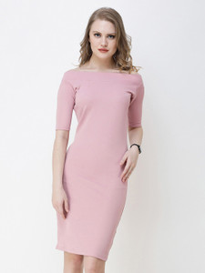 SHEERO Women Bodycon Pink Knee Length Dress