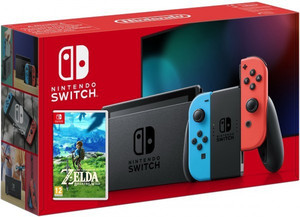 NINTENDO Switch with neon red and neon blue Joy?Con - Version 2 32 GB with The Legend of Zelda