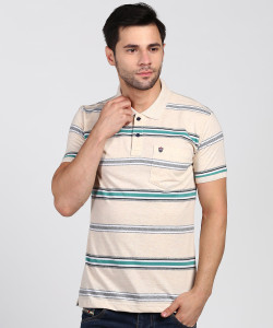 DUKE Striped Men Polo Neck Multicolor T-Shirt