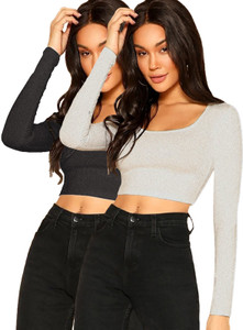 THE BLAZZE Casual Full Sleeve Solid Women Multicolor Top