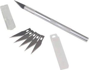 SAMRAT Detail Precision 5 Interchangeable Sharp Blades Pen Knife for Carving Mat 5 BLADE Metal Grip Hand-held Paper Cutter