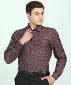 Blackberrys Men Self Design Formal Maroon Shirt