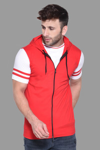 BEYOU FASHION Solid Men Hooded Neck Red T-Shirt