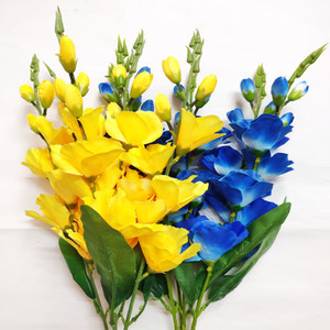 artificial hub Gladiolus Bouquet Bunch Yellow, Blue Orchids Artificial Flower