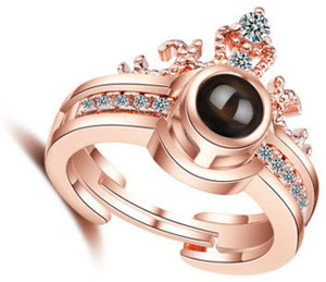 Divastri 100 Language I Love U Rose Gold Rings for girls women girlfriend Valentine gifts Proposal Ring Brass, Crystal, Stone Cubic Zirconia, Diamond Gold Plated Ring