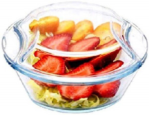 फेस्टडेको Borosilicate Round Glass Serving Casserole Microwave Safe सर्व कैसरोल
