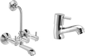 CERA - Combo Wall Mixer with Bend Pipe for Overhaed shower with Pillar Tap (Wash basin Tap) Bib Tap Faucet