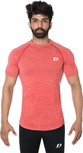Decisive Solid Men Round Neck Red T-Shirt